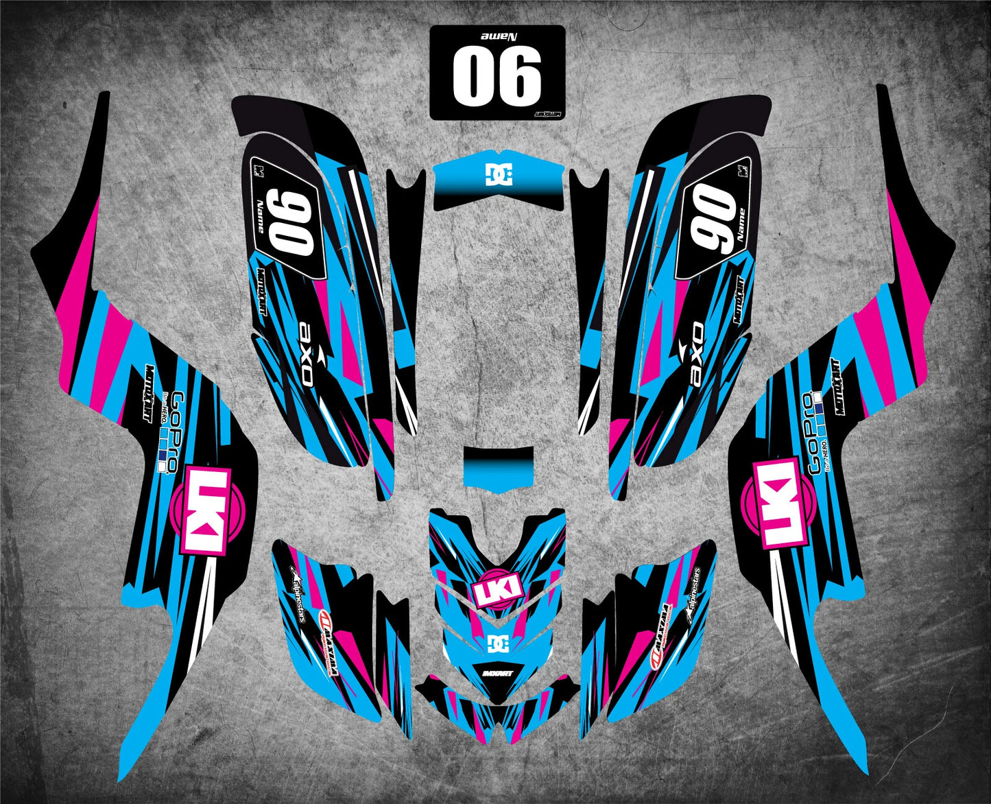 Yamaha Raptor 660 ATV Graphics Kit - DUKE Style Decals (2001-2005)