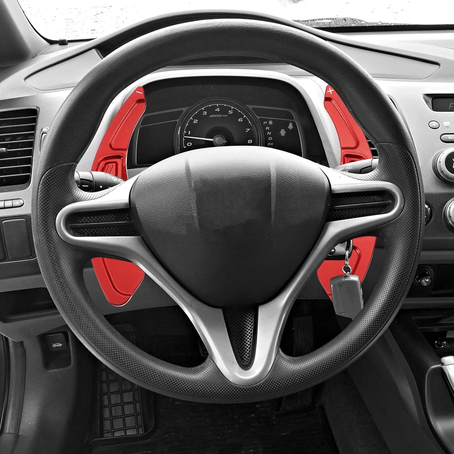 Red Steering Wheel Shift Paddle Shifter Cover for Honda Civic (2009-2011)