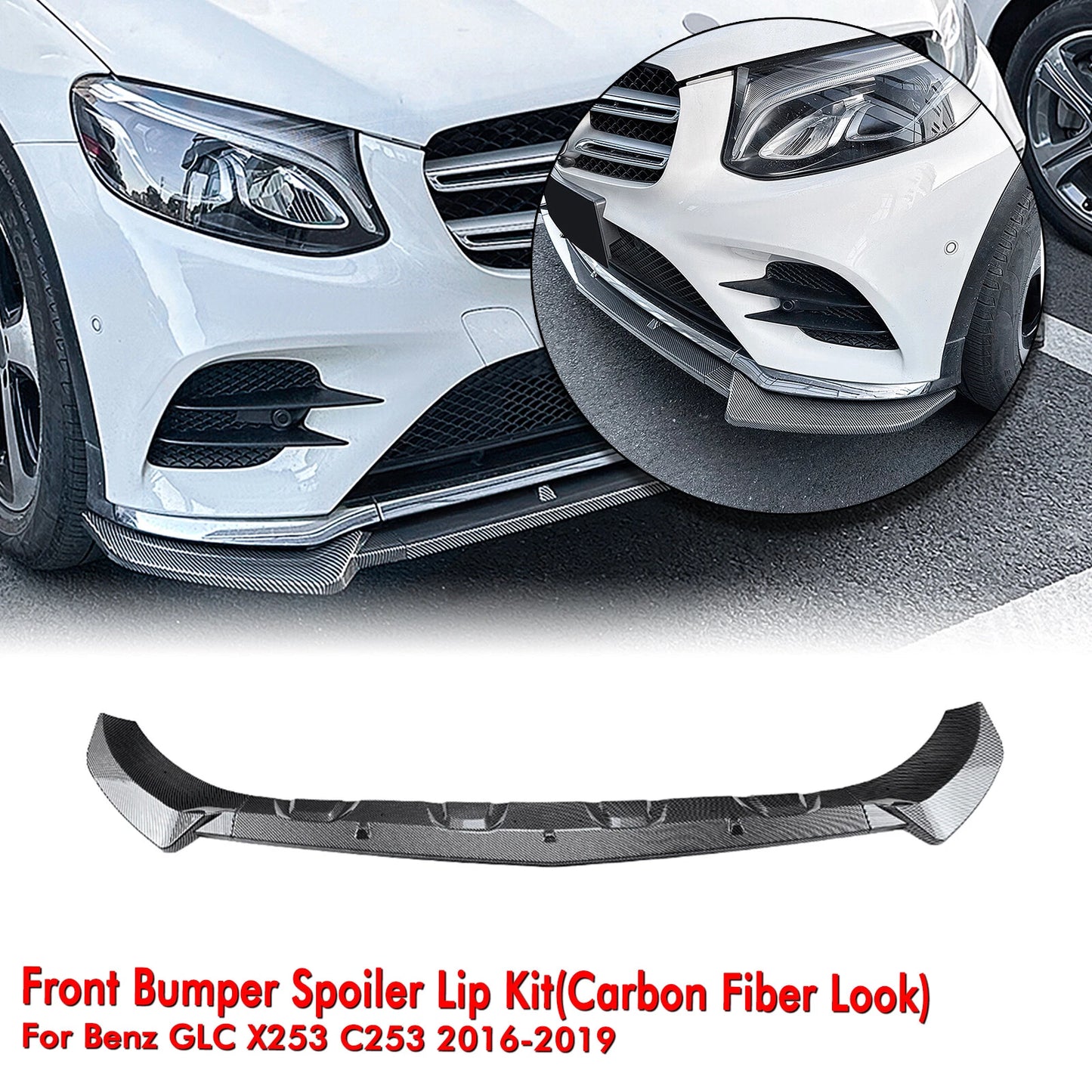 Front Bumper Spoiler Lip for Mercedes Benz GLC X253 C253 (2016-2019)