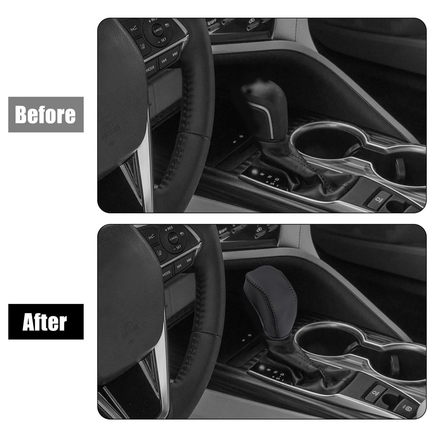 Black Faux Leather Gear Shift Knob Cover for Toyota Highlander (2001-2023)