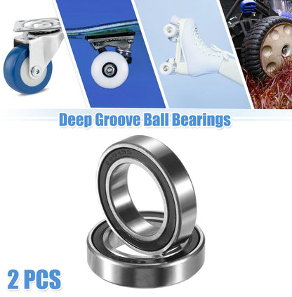 2 x Deep Groove Ball Bearings 20x32x7mm Rubber Shield for Car