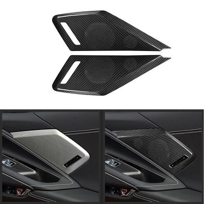 Real Carbon Fiber Interior Door Speaker Panel Cover Trim for Corvette C8 2020-23