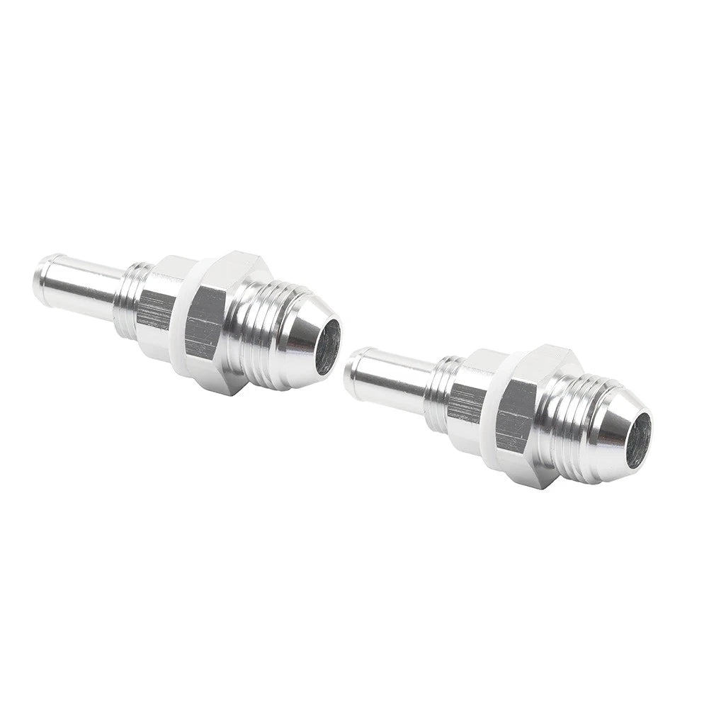 8AN Male Flare Bulkhead to 3/8" Hose Barb Fuel Tank Fittings (Universal) 2 Pcs