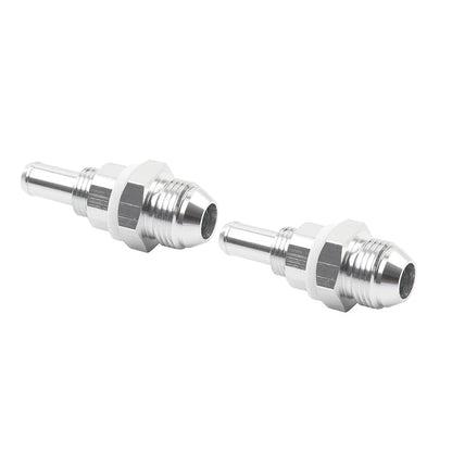 8AN Male Flare Bulkhead to 3/8" Hose Barb Fuel Tank Fittings (Universal) 2 Pcs