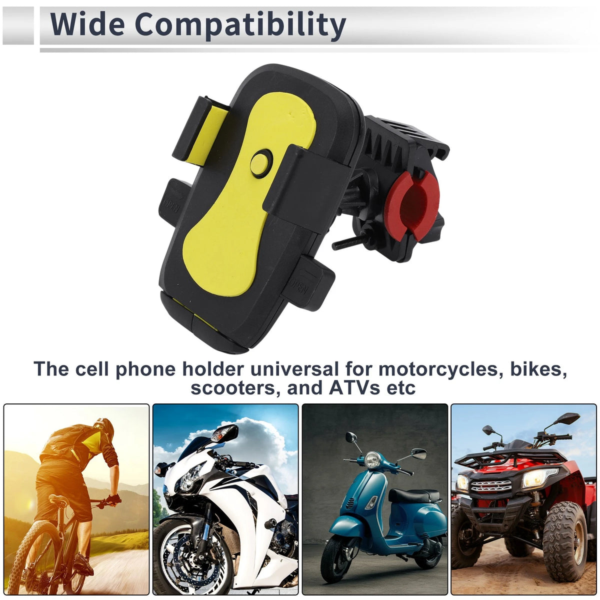Motorcycle Phone Mount Holder 4.7-7.2 Phones Black Yellow for Motorcycle