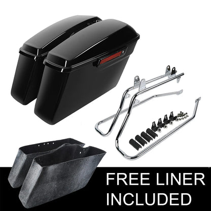 Saddlebags Black Latch Chrome Bracket for Harley Softail (1984 - 2017)