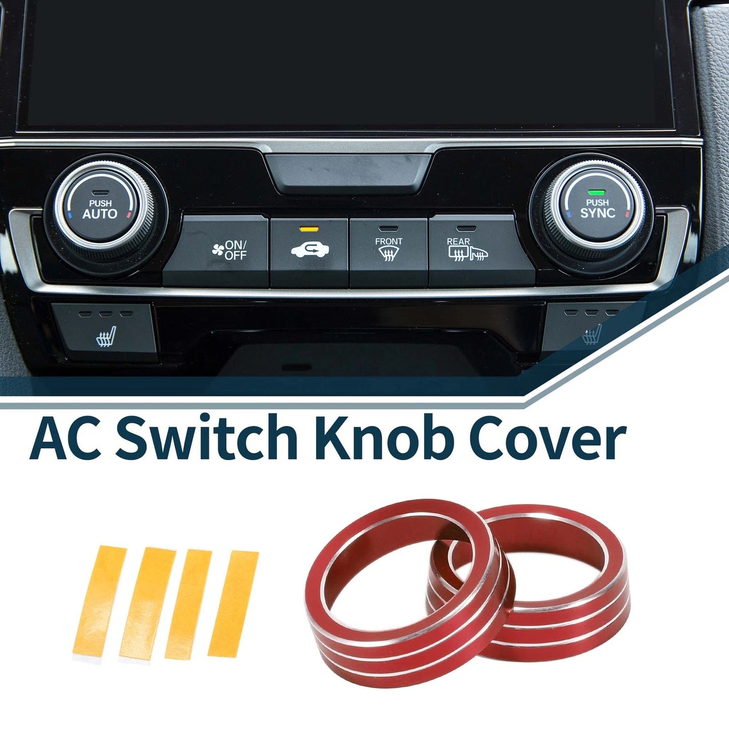 AC Climate Heater Switch Knob Cover for Honda Civic 10th Gen 2016-2020 (2 Pcs)