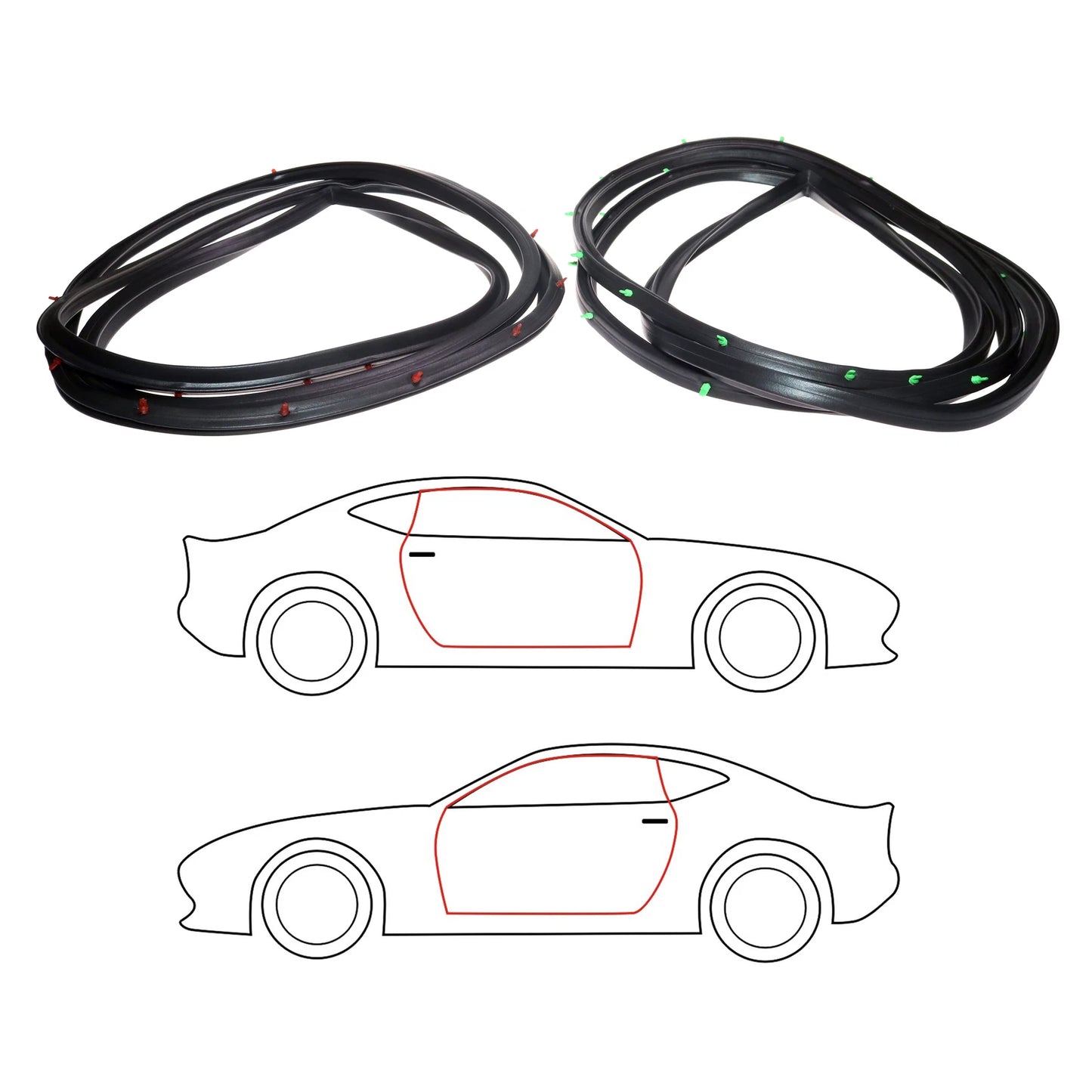 Front Door Weatherstrip x2 for Toyota Corolla KE15/KE17 Coupe 1966-1970