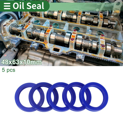 Oil Seal Seal Ring Rotary Shaft Seal TPU 48x63x10mm High Pressure Blue 5 Pcs