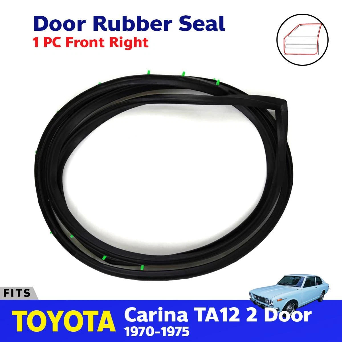 Door Rubber Seal Weatherstrip Right Fits Toyota Carina 1600 TA12 2D 1970-75 D05