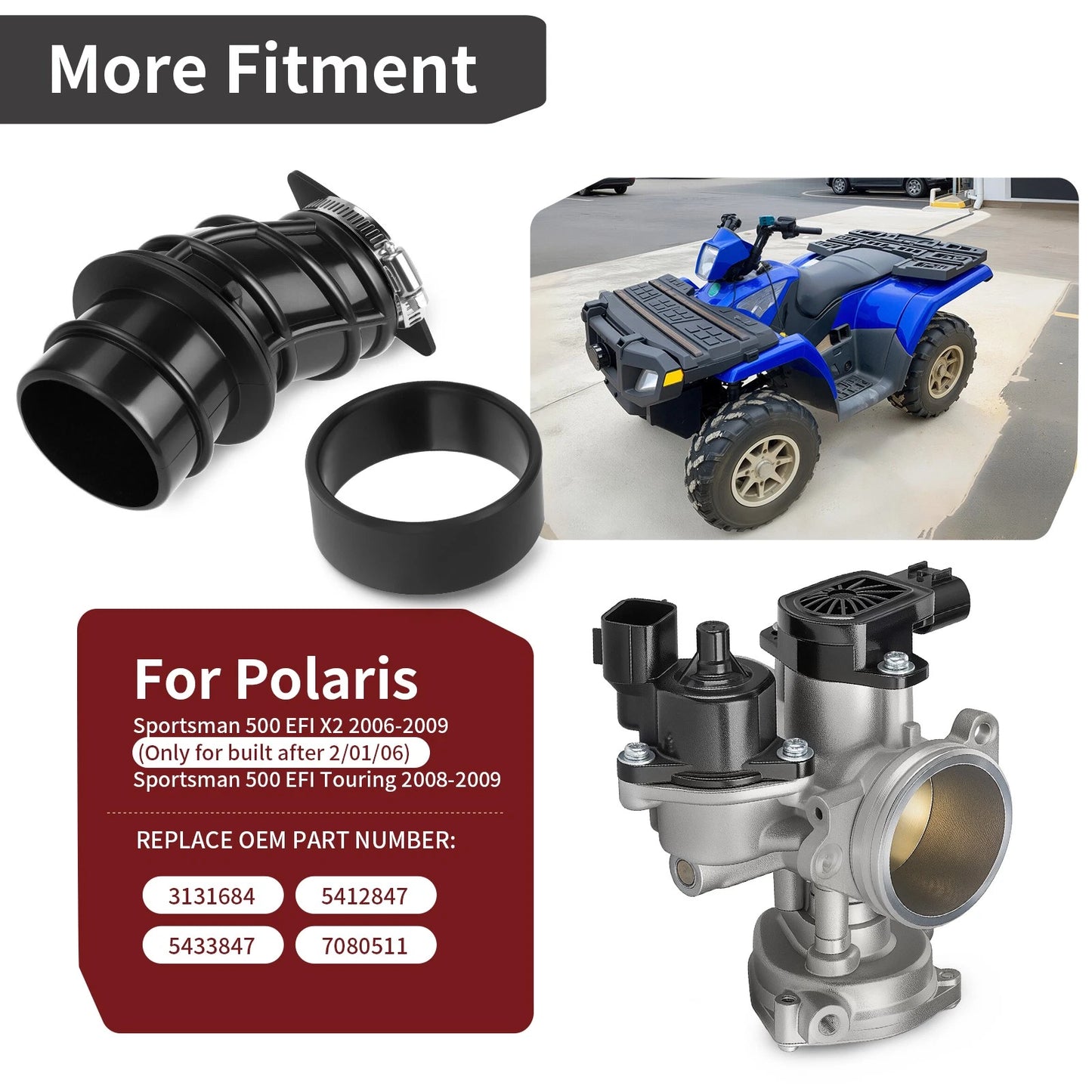Throttle Body with Carb Boot for Polaris Sportsman X2 500 EFI (2006–2009)