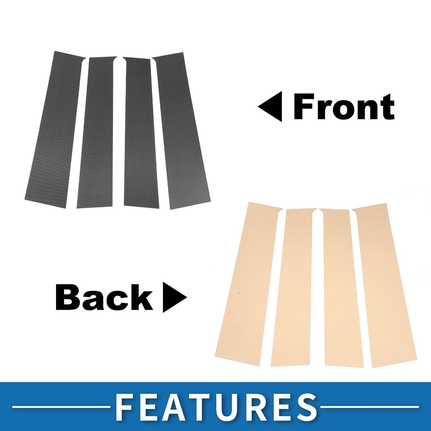 4 Pcs Door Pillar Window Trim for Toyota Tundra (2022-2023) Carbon Fiber Black