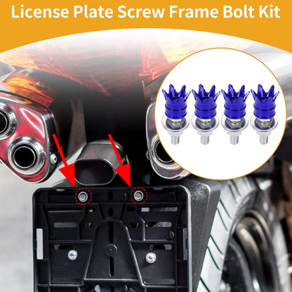 M6 40mm License Plate Screws Cover Al Alloy Blue 4Pcs for Universal Motorcycle