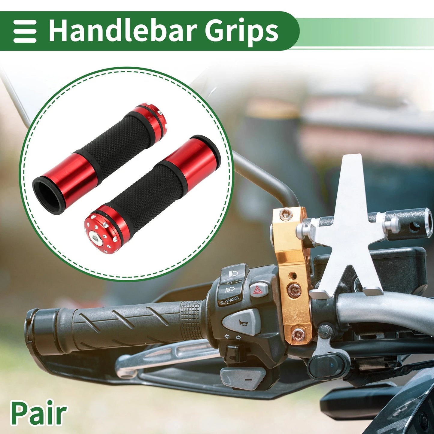 7/8" 22mm Hand Grips Cover for Motorcycle Aluminum Alloy Black
