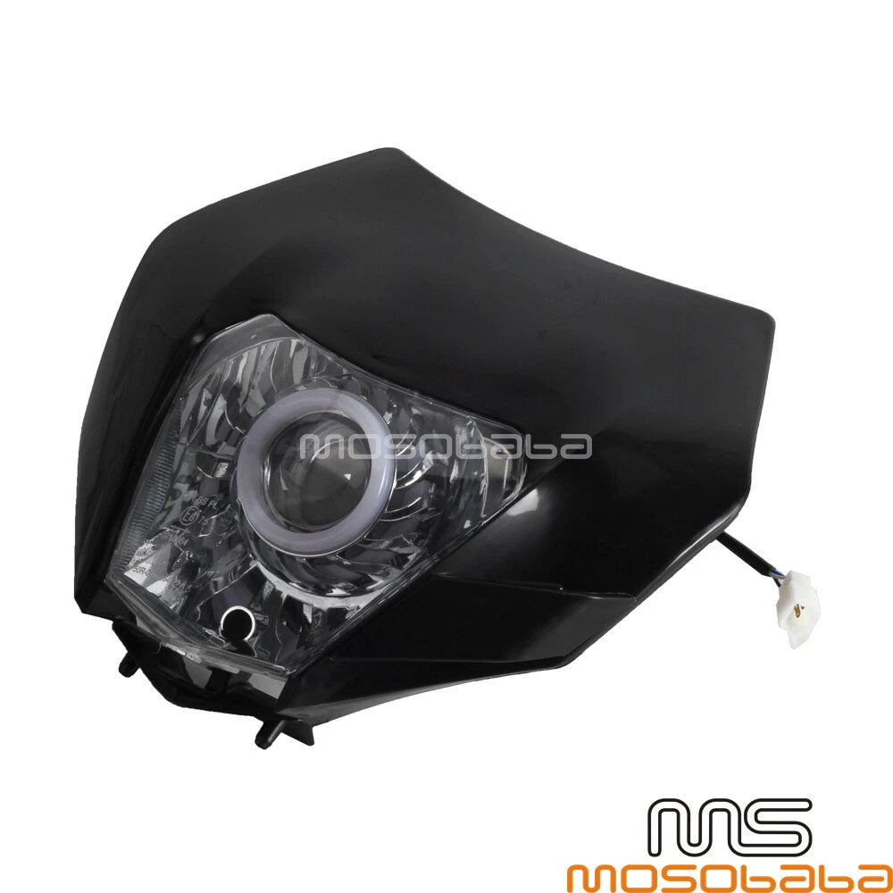 Black LED Headlight DRL Assembly for Yamaha YZ, WR, Kawasaki KDX, Suzuki DR, Honda