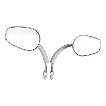 Large Satin Chrome Rear-View Mirrors for Harley Street Glide, Softail, Fatboy (2006-2023)