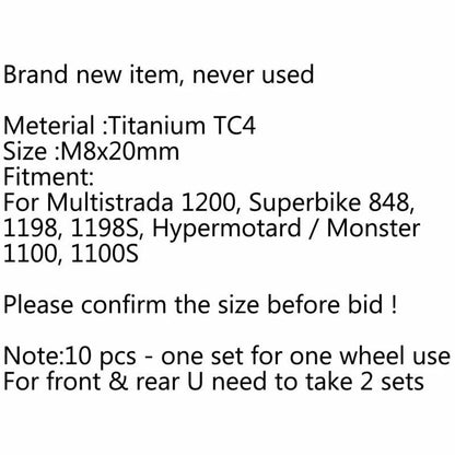 10x M8x20mm Titanium Brake Caliper Bolts for Ducati B7