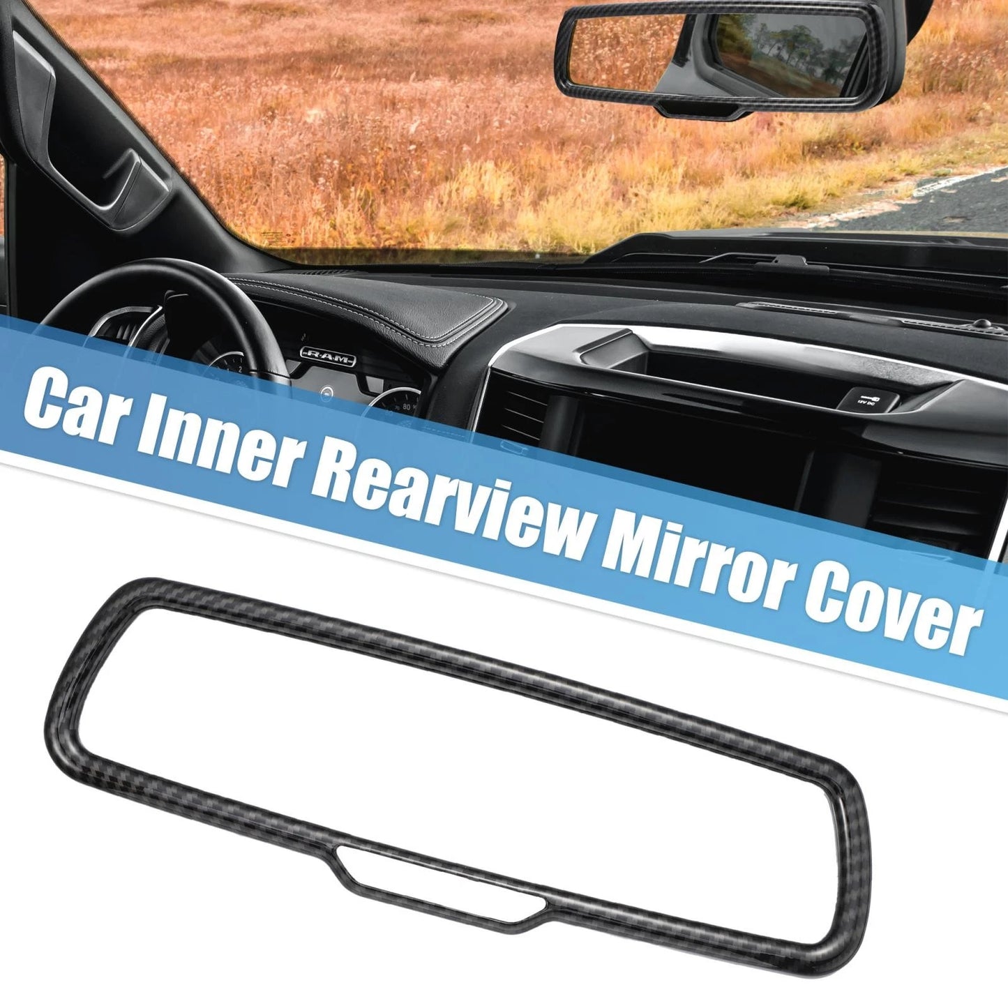 Rearview Mirror Cover ABS Black Carbon Fiber for Dodge