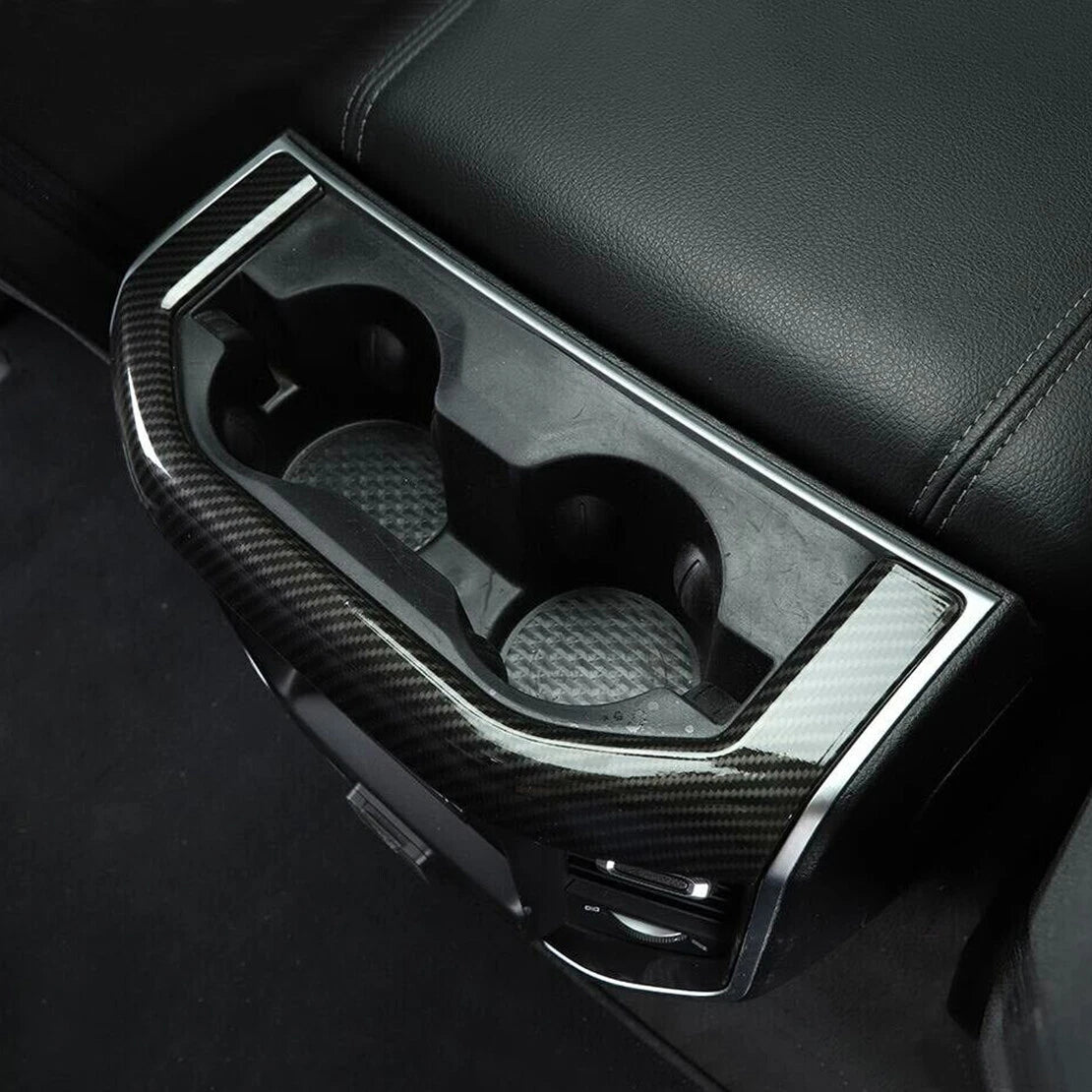 Carbon Fiber Rear Cup Holder Panel Cover for Dodge Ram 1500 (2019-2022)