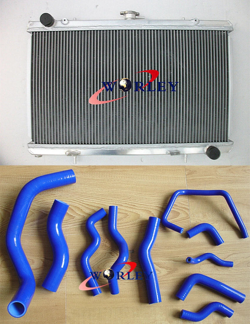 52mm Aluminum Radiator & Blue Hose for Nissan Silvia 180SX S13 (89-94)