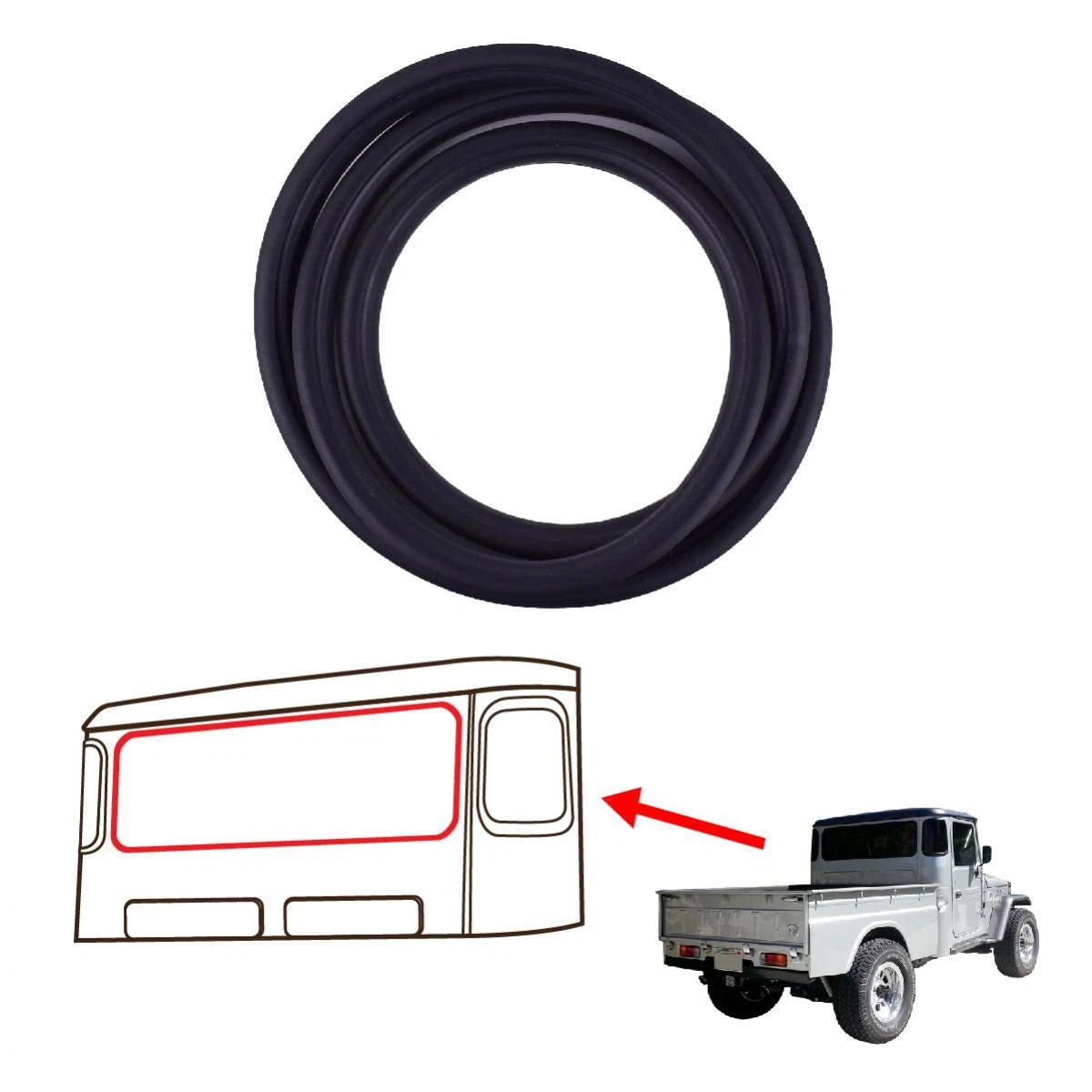 Rear Windshield Rubber Glass Seal Fits Toyota Land Cruiser FJ45 HJ45 1969-84 ADE