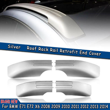 Roof Rack Rail End Covers for BMW X6 E71 E72 (2008-2014) 2 x Silver Set