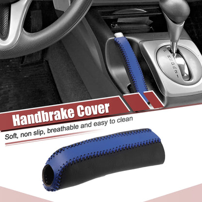 Faux Leather Handbrake Cover for Ford Mustang (2015-2021) Black Blue