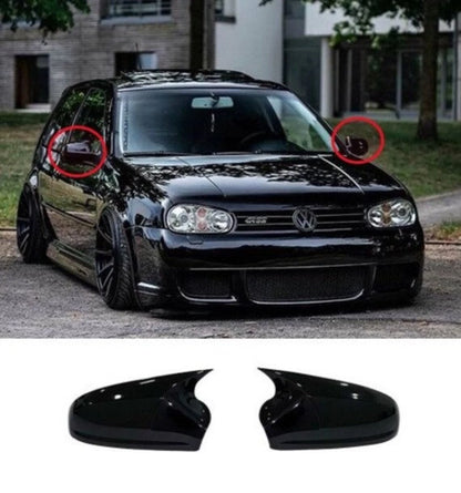 Side View Mirror Covers Gloss Black 2 Piece for VW Golf MK4 (1997-2003)