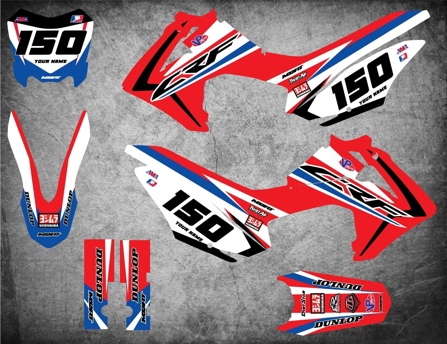 Custom Graphics Full Kit for Honda CRF 125 (2013-2018) SLEEK STYLE
