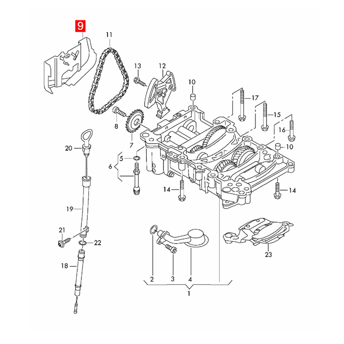 Engine Oil Pump Chain Cover Shield for VW Golf MK5 MK6 2.0L/2.0T (2006–2014)