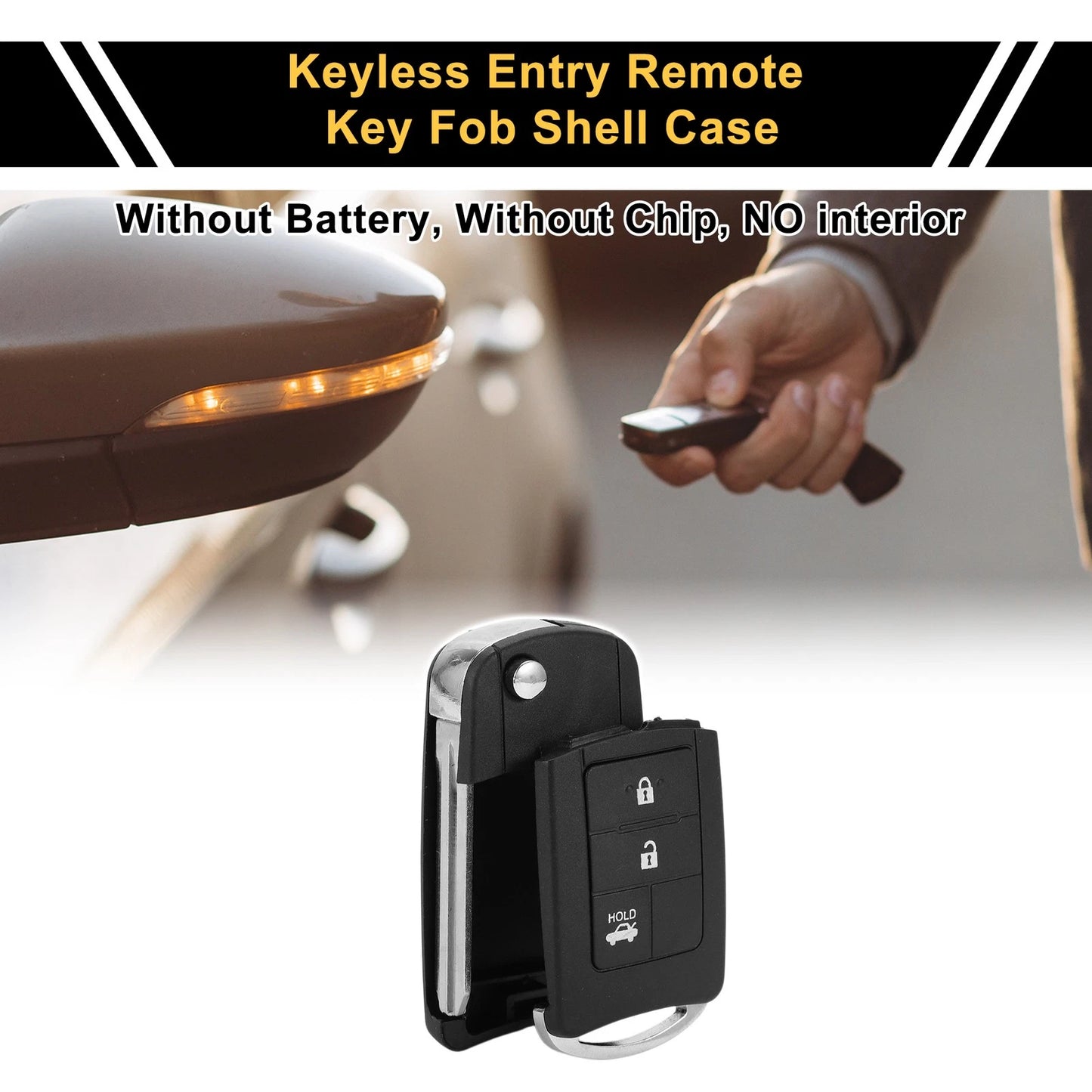 3 Button Key Fob Shell Case for Toyota RAV4 (2013-2015) Black