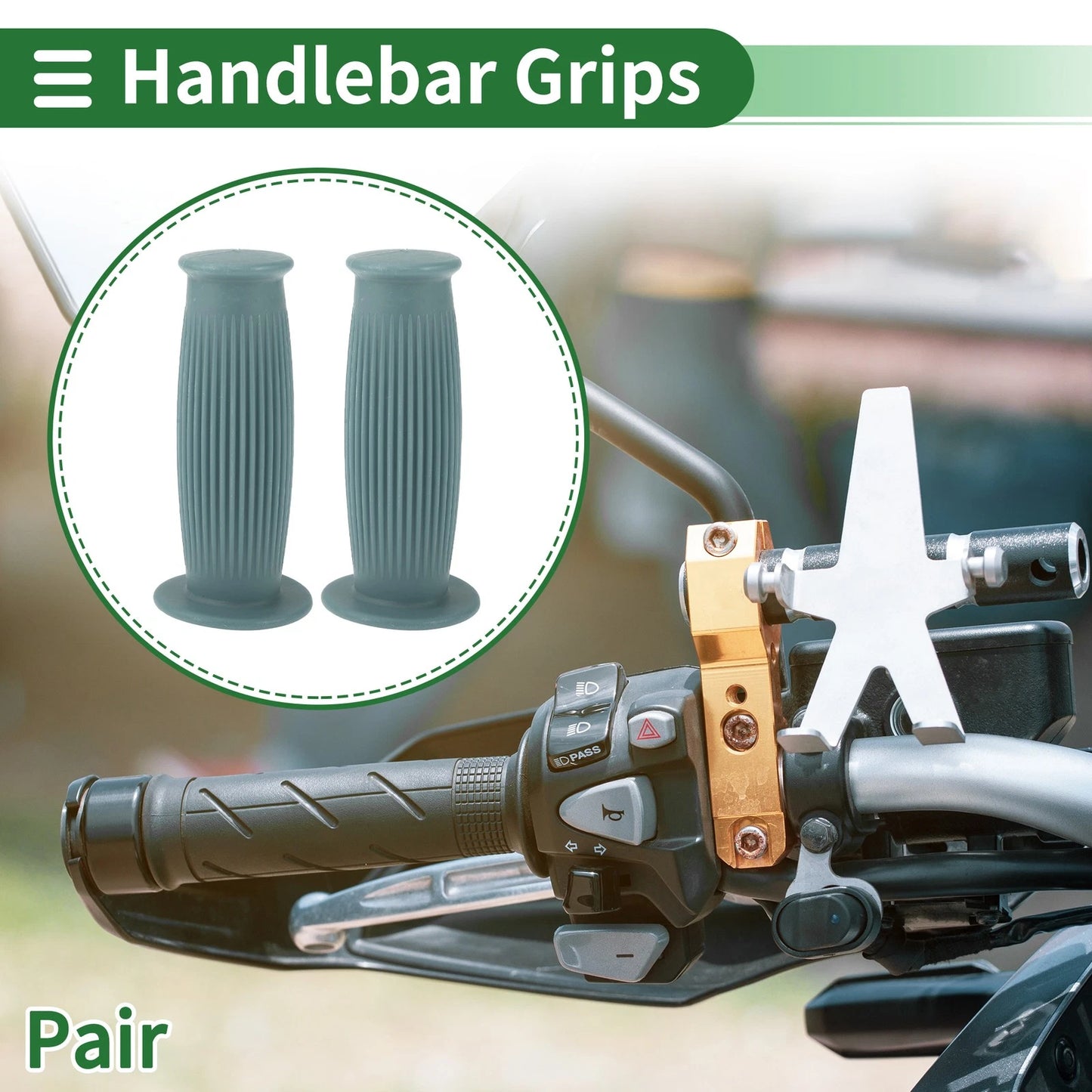 25mm Motorcycle Hand Grips TPU Gray Blue