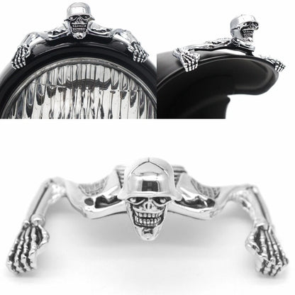 Chrome Skull Headlight Visor for Harley Dyna Bobber