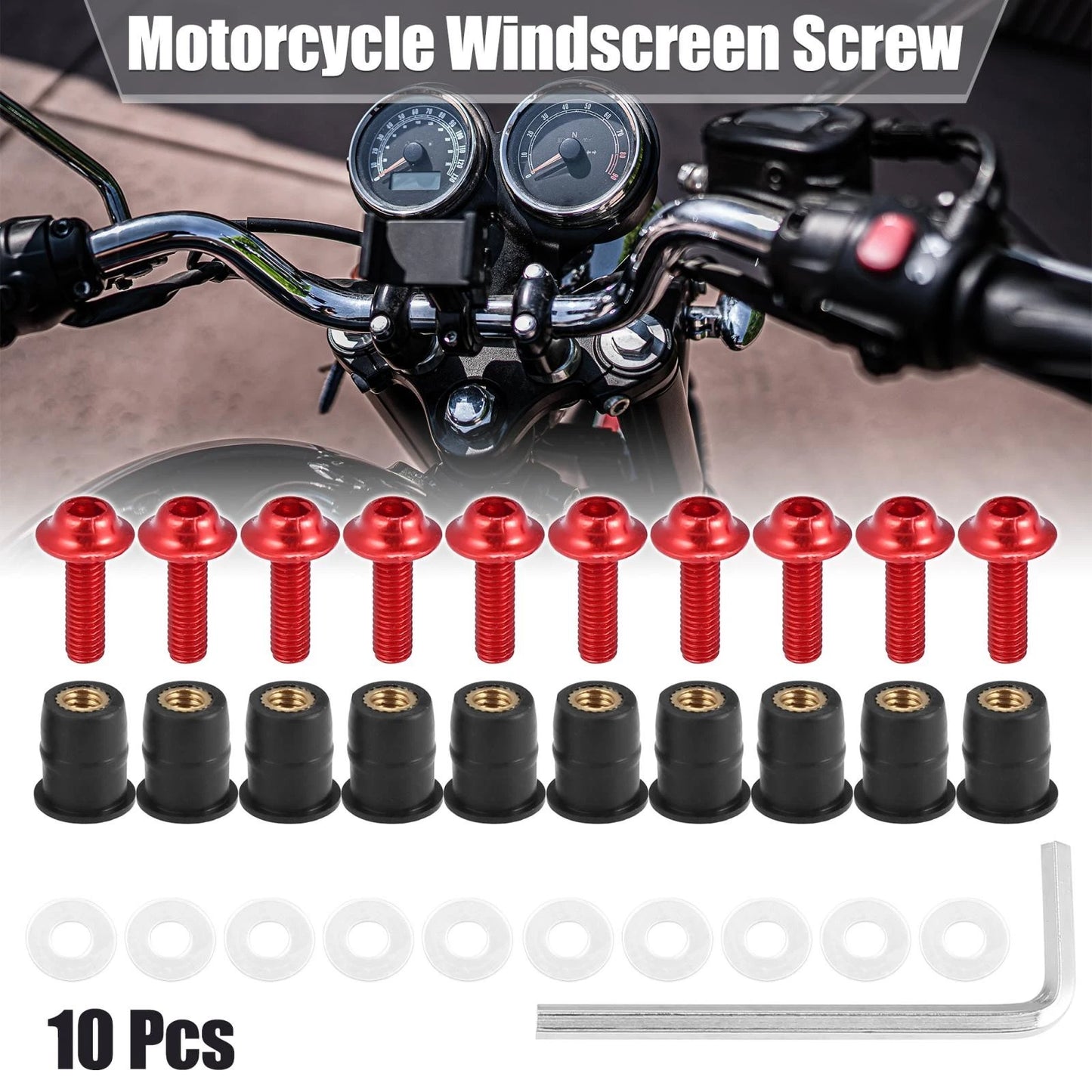 Screws / M5 5mm Windscreen Bolts Red for Motorcycle