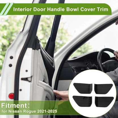 Interior Door Handle Bowl Cover Trim for Nissan Rogue (2021-2025) Black
