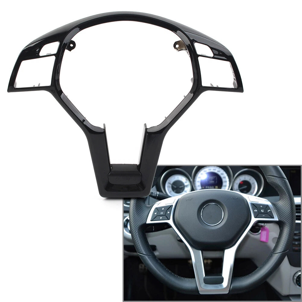 Black Steering Wheel Trim Cover for Mercedes Benz CLA/SLK/E/C/GLA-Class (2013-2023)