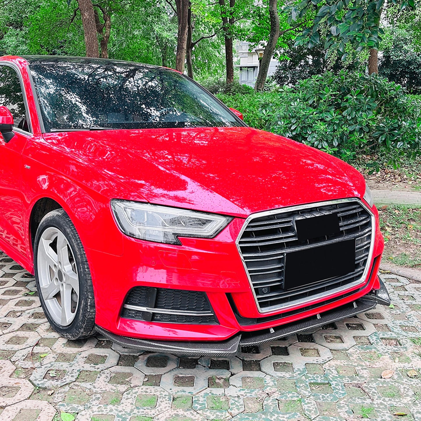 Bumper Spoiler Lip for Audi A3 S3 8V Sline (2017-2020) Carbon Look