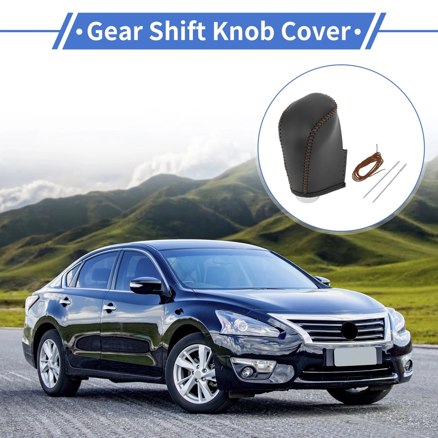 Car Gear Shift Knob Cover for Nissan Altima (2019-2024) Black Brown