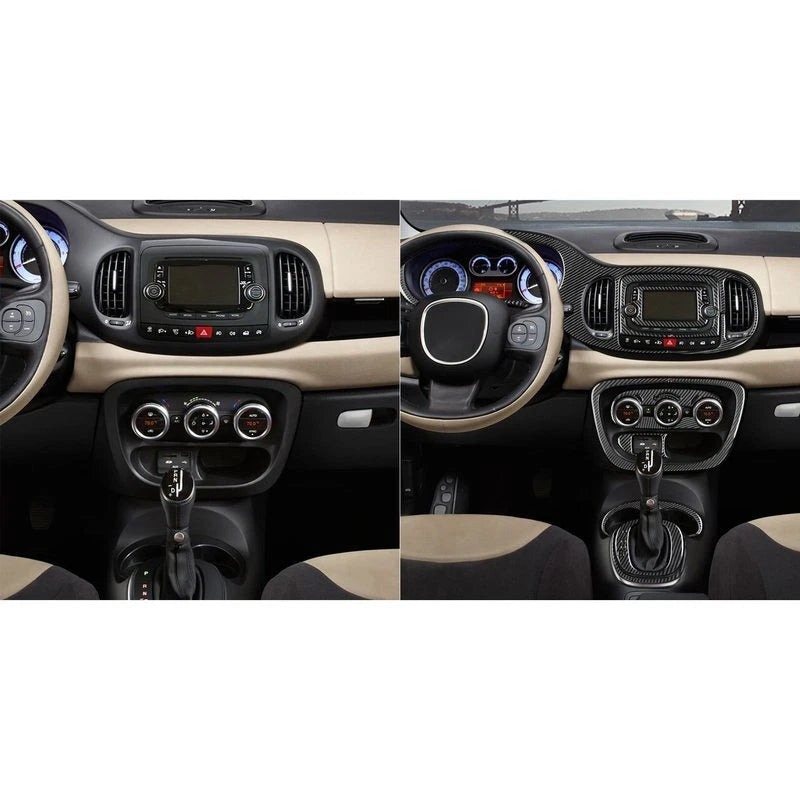Soft Carbon Fiber Console Dashboard Panel Cover Trim Kit for Fiat 500L 2014-2017