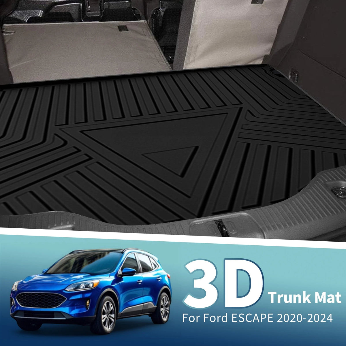 Flat Face Cargo Liner Rear Trunk Mat for Ford Escape (2020-2024) 1 x TPE