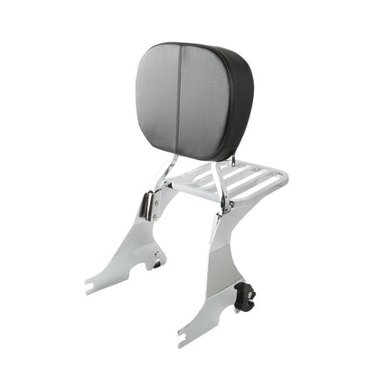 Chrome/Black Backrest Sissy Bar Luggage Rack for Harley Sportster (2004-2022)