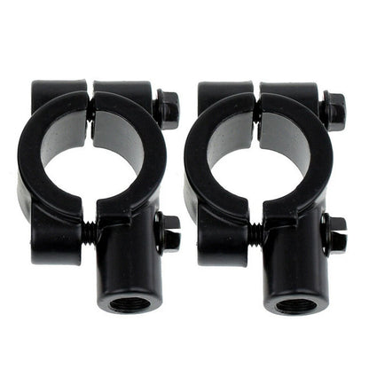 22MM Handlebar Mirror Mounts Clamps for Motorcycle Black (M10) - Pair