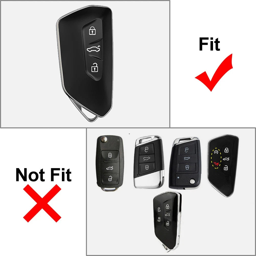3 Button Key Shell Cover Fob Black for VW Polo, ID.3, Atlas, Seat Leon (2020-2023)