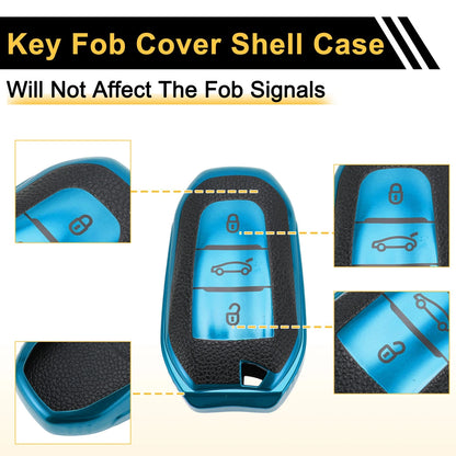 Blue TPU Key Fob Shell Cover for Peugeot 308, 408 (2007-2023)