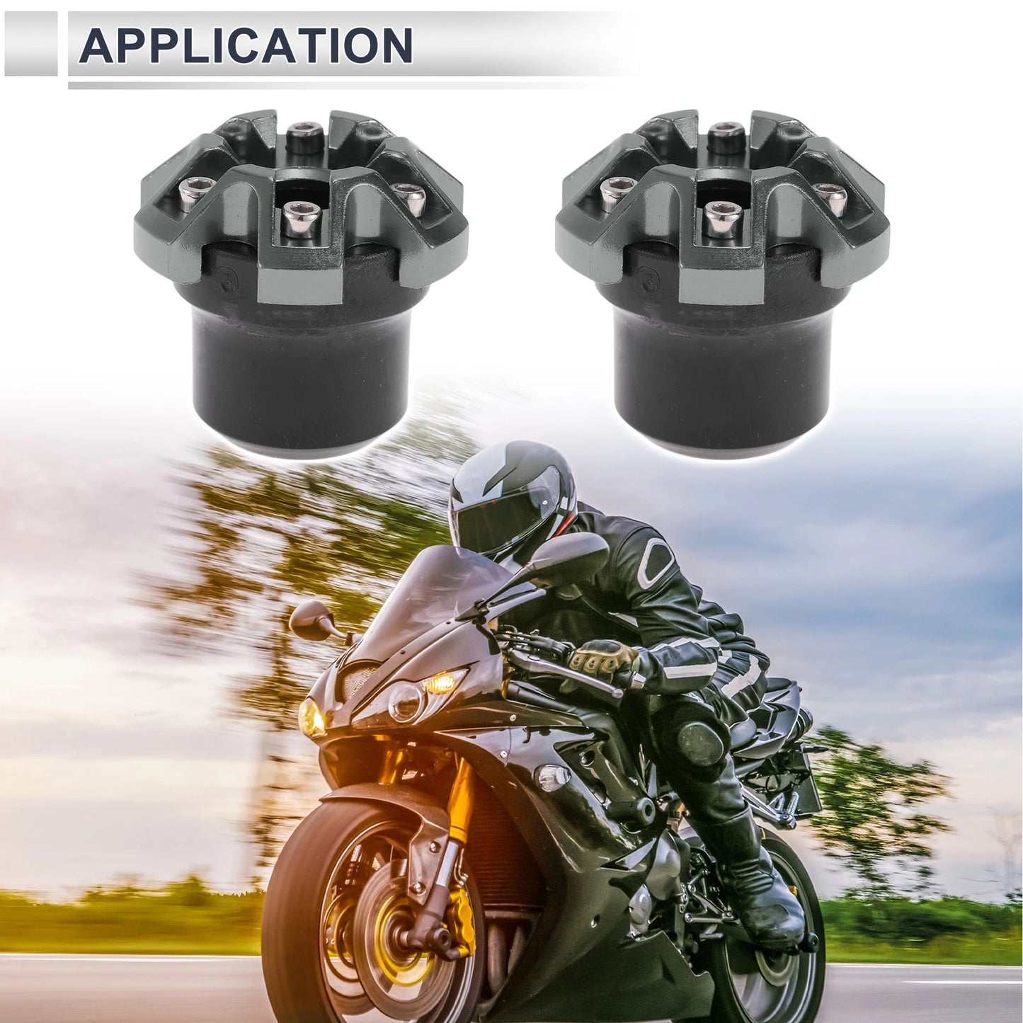 2 x 14mm Aluminum Alloy Motorcycle Slider Frame Titanium Tone Black