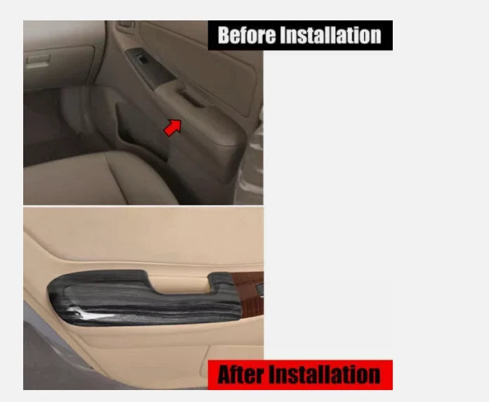 4X / Black Wood Door Armrest Cover Trim Cap for Toyota Corolla (2003–2008)