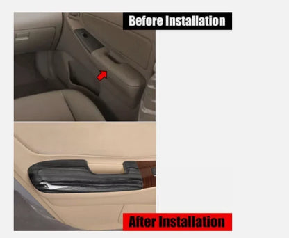4X / Black Wood Door Armrest Cover Trim Cap for Toyota Corolla (2003–2008)