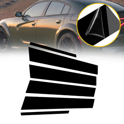 Carbon Black Door Pillar Post Trim for 2011-2021 Dodge Charger (11-21)