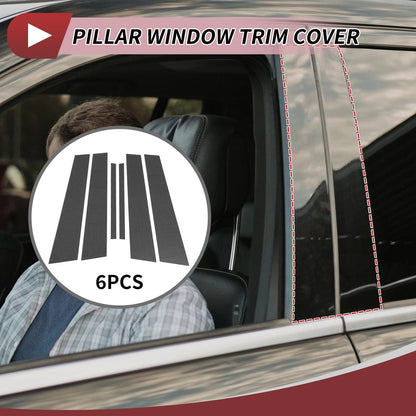 6 Pcs Door Pillar Window Trim for Nissan Maxima (2016-2023) Carbon Fiber Black