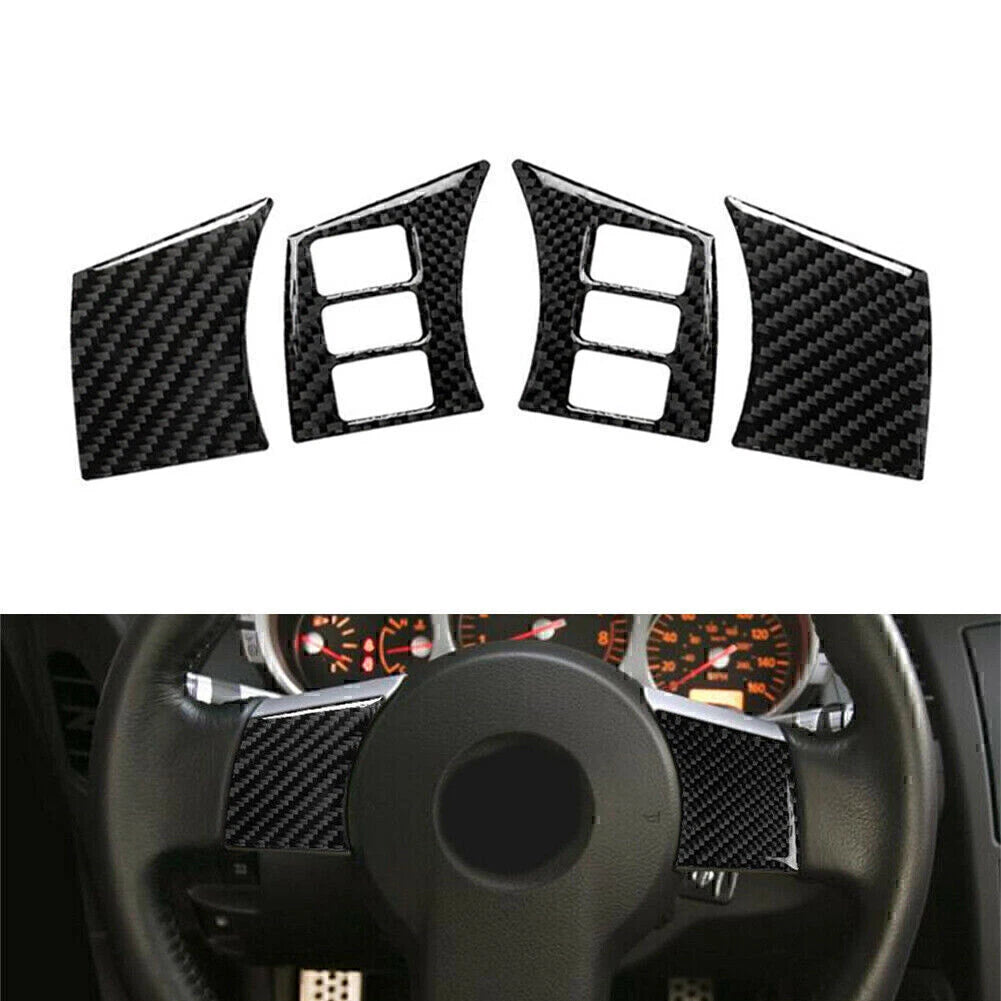 4Pcs Carbon Fiber Steering Wheel Panel Covers for Nissan 350Z (2006-2009)